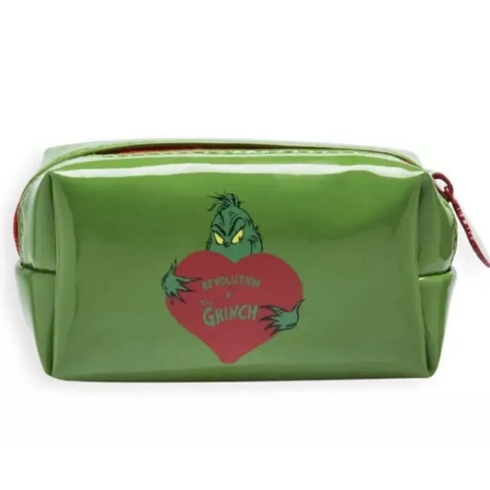 The Grinch x Revolution Green Red Top Zip PVC Mini Cosmetic Bag - Picture 4 of 4